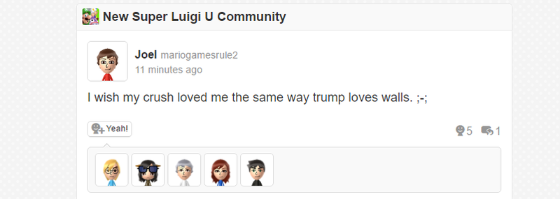 Illustration for article titled Luigi's Miiverse Community Has Become A Shitposter's Paradise In 2016